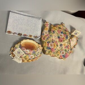 Vintage Carol Wilson Fine Arts Cards and Envelopes Garden Blend Tea Cup Design